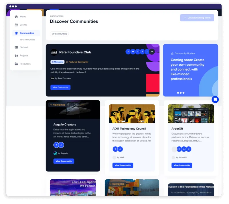 holito platform dashboard interface showing community management features